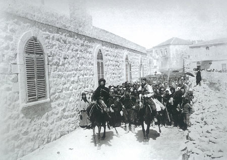 Pilgrims leave the Russian Compound to visit the holy sites, escorted by Kawass (Ottoman guards) 30