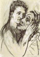 Alma Mahler und Kokschka Zeichnung